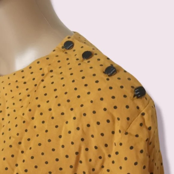 Vintage Golden Yellow Pokadot Jessica Shirt Sz Large - Picture 5 of 6